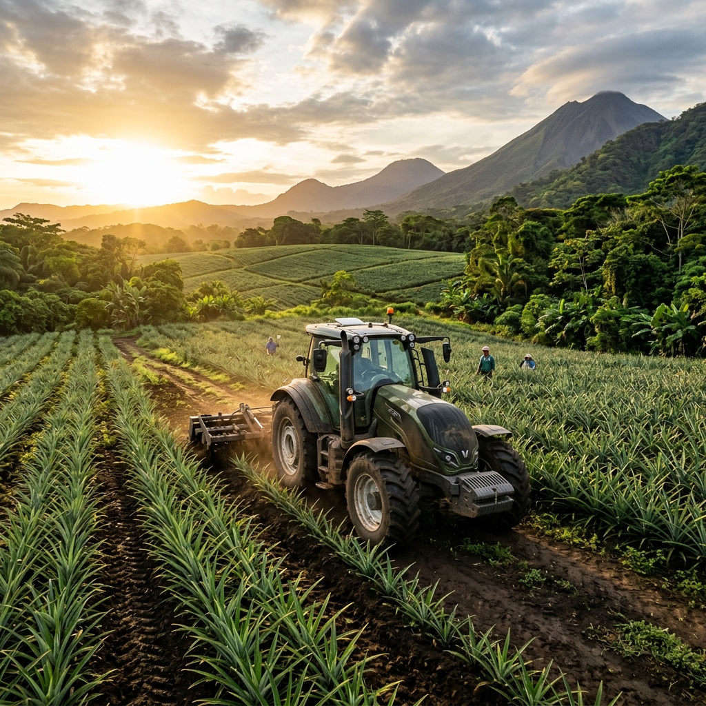 Sector agrícola – tractor en campo tropical